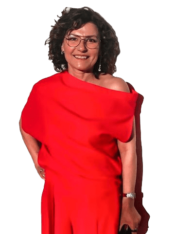 Ángeles Vázquez Peluqueros mujer con vestido rojo